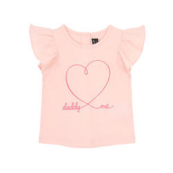 alfonso 夏季女童  粉色/白色心形图案褶皱袖子纯棉短袖T恤6个月-6岁 *3件