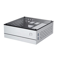 SKTC XQBOX A01铝外壳铁架构机箱HTPC卧式电脑机箱ITX迷你小机箱工控机箱 A01银色（顶盖玻璃款）