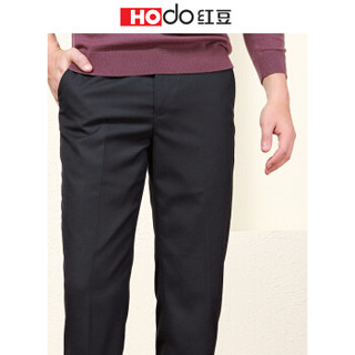 红豆（Hodo）男装 西裤男商务休闲男士纯色修身西裤 S5黑色 31