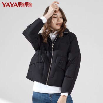 商品鴨鴨(yaya)羽絨服女短款立領舒適韓版寬鬆時尚女裝外套 b-58240