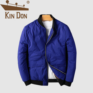 金盾（KIN DON）羽绒服 男2019冬季新款休闲百搭韩版潮流连帽加厚保暖棒球领外套 D220-859 蓝色 XL