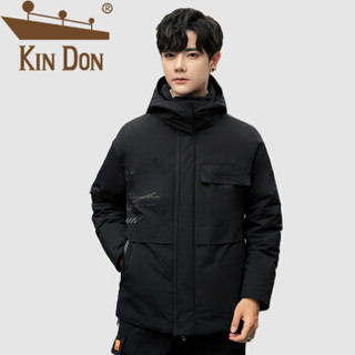 金盾（KIN DON）羽绒服 男2019冬季新款休闲百搭韩版潮流连帽加厚保暖外套 QT708-T11 黑色 XL