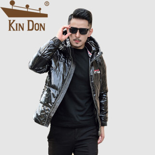 金盾（KIN DON）羽绒服 男2019冬季新款休闲百搭韩版潮流立领加厚保暖外套 QT2009-Y055-2 黑色 XL