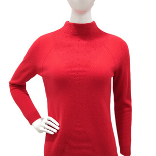 KINGDEER鹿王 女瓶颈领变换组织套衫 102819219 C4374-红色 170/88A