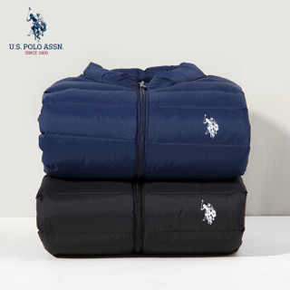 U.S. POLO ASSN.羽绒马甲男2019新款秋冬季短款轻薄羽绒背心马夹 黑色 175/96A（L）