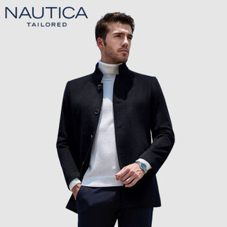 诺帝卡 NAUTICA  2019秋冬季新品羊毛毛呢大衣男士时尚商务翻领保暖简约外套 NDY96013 黑色 52(180/96A)