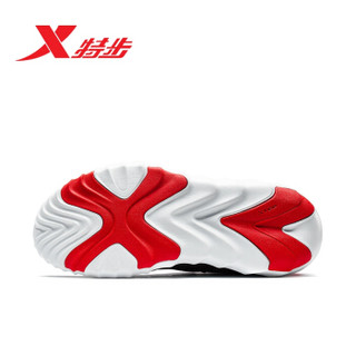 特步篮球鞋新款男子运动鞋室内中帮低帮男鞋缓震透气网面881319129017 黑红 44码