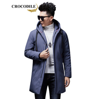 鳄鱼恤（CROCODILE）男士休闲羽绒服 2019冬季新款连帽时尚保暖修身百搭简约外套 98880087 灰色 180/2XL