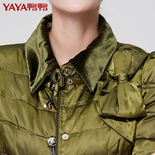 鸭鸭（YAYA）羽绒服女中长款保暖休闲中老年款休闲外套 B-371 橄榄绿 165