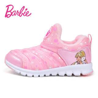 芭比 BARBIE 童鞋 毛毛虫童鞋冬季2019新款时尚公主保暖棉鞋儿童二棉鞋子女童运动鞋 2803 粉色 36码