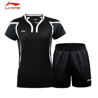 李宁（LI-NING）新款运动短袖套装男款速干短袖文化衫乒羽服半袖上衣短裤 AAYM043-2+AKSP805-1 浅花灰 L码