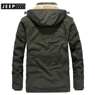 吉普(JEEP)棉服男2019秋季新品新品男装加绒加厚外套连帽可拆卸两件套冬厚款LST1507黑兰 XXXL