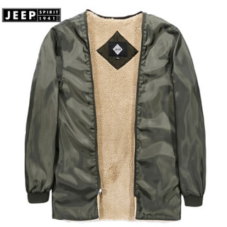 吉普(JEEP)棉服男2019秋季新品新品男装加绒加厚外套连帽可拆卸两件套冬厚款LST1507黑兰 XXXL