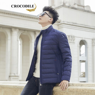 鳄鱼恤（CROCODILE）男士羽绒服 2019冬季新款青年时尚简约舒适保暖修身立领羽绒服 98880501 深蓝 195/4XL