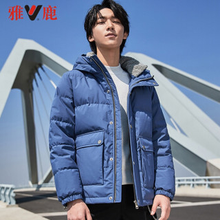 雅鹿 男羽绒服 2019冬季新款时尚百搭御寒保暖白鸭绒休闲男短款连帽羽绒服外套 YH67U1040 杏色 L