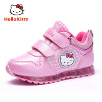 HELLOKITTY 童鞋女童运动鞋 冬季新款加绒保暖棉鞋女孩休闲鞋 K8543815加棉亮灯粉色36