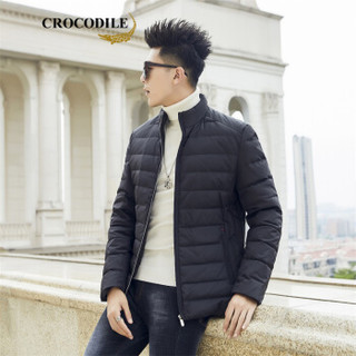 鳄鱼恤（CROCODILE）男士羽绒服 2019冬季新款青年时尚简约舒适保暖修身立领羽绒服 98880501 黑色 195/4XL