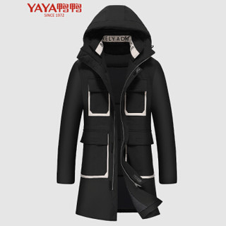 鸭鸭（YAYA）羽绒服男2019冬季新款保暖休闲外套加厚连帽羽绒服外套 GSYR8100 黑色 XL