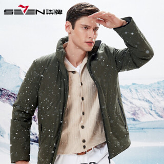 柒牌 SEVEN 羽绒服男2019冬季新品男士休闲保暖上衣白鸭绒外套 117E70020 军绿170