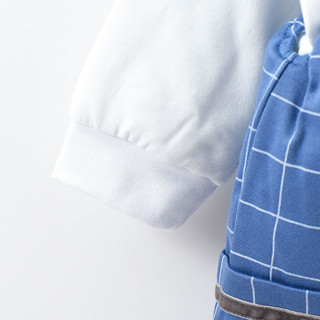 童泰秋冬1-3岁宝宝后开薄棉上衣背带裤两件套 T93D1168 蓝色 80
