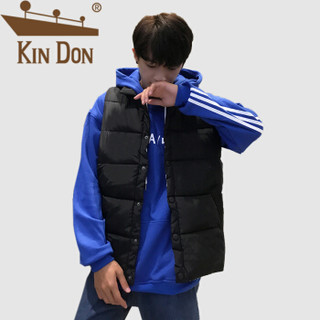 金盾（KIN DON）马甲 男2019冬季新款休闲百搭韩版潮流纯色立领保暖情侣同款外套 A076-1-M8801 黑色 女2XL