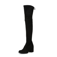 STUART WEITZMAN SW女鞋 黑色绒面皮革过膝长靴 TIELAND BLACK SUEDE 39码