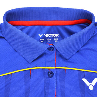 威克多VICTOR胜利羽毛球服女款 T-6607F 马来西亚队服 T恤短袖 运动服  S码 深海蓝 赠运动袜