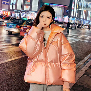 米兰茵（MILANYIN）女装 2019年冬季新款女短款韩版学生百搭棉服 NYml424 粉色 M