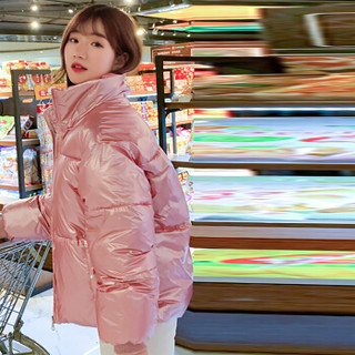 米兰茵（MILANYIN）女装 2019年冬季新款短款潮韩版学生百搭棉服 NYml431 粉色 2XL