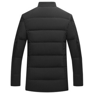北极绒（Bejirong）新款短款立领羽绒服男爸爸商务冬装保暖羽绒衣休闲外套 D19F538 黑色 170/88A