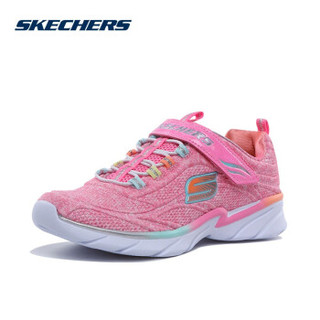 斯凯奇（Skechers）时尚潮流渐变色女童运动鞋 轻便透气魔术贴缓震网布跑步鞋 81703L 粉红色/彩色 30