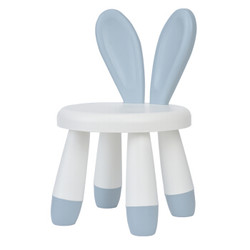 百草园 椅子儿童凳子 家用小椅子加厚塑料椅学习椅靠背椅 萌萌兔子椅 蓝色 *3件