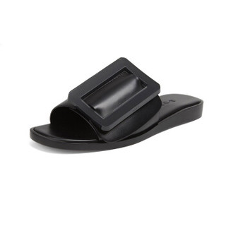 BOYY 女士黑色牛皮平底拖鞋 BUCKLE SANDAL BLACK 36