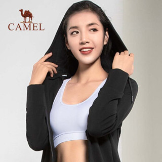 骆驼 CAMEL Y9W1U8607 骆驼女士长袖连帽运动外套  女士修身显瘦透气户外出行瑜伽服饰 黑色 XL