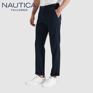 诺帝卡 NAUTICA 2019秋冬季新品休闲纯色商务正装免烫抗皱直筒修身长西装裤 NXK91001 藏青 38(185/96B)