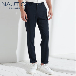 诺帝卡 NAUTICA 2019秋冬季新品休闲纯色商务正装免烫抗皱直筒修身长西装裤 NXK91001 藏青 38(185/96B)