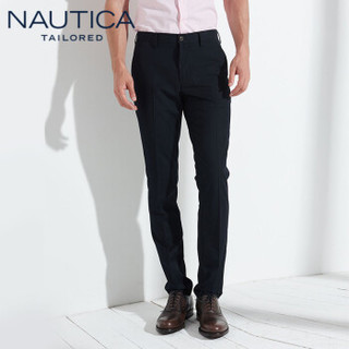 NAUTICA 诺帝卡 TAILORED诺帝卡西裤男春夏季棉弹耐磨易打理商务通勤正装长裤子深藏青34