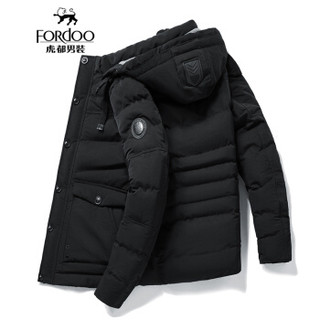 虎都（FORDOO）男士棉服 2019冬季新款简约时尚抗寒保暖工装外套 VA2AH19881059 黑色 175/XL