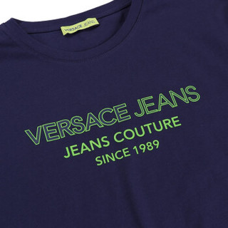 VERSACE JEANS 范思哲 奢侈品 男士深蓝色棉质LOGO圆领短袖T恤 B3GTB73A 36598 221 M码