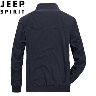 吉普 JEEP 2019春秋新品男装夹克外套男士薄款立领茄克衫防风衣 L2677深蓝色 L