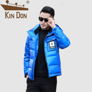 金盾（KIN DON）羽绒服 男2019冬季新款休闲百搭韩版潮流连帽加厚保暖亮面外套 QT2009-8089-2 亮蓝色 L