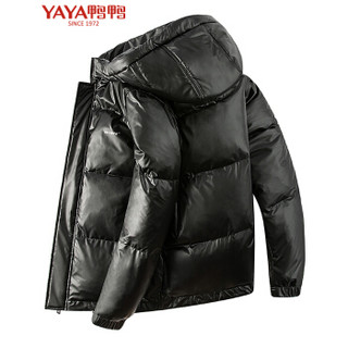鸭鸭（YAYA）羽绒服男2019冬季新款时尚短款连帽鸭绒户外防寒保暖外套男装GSYR8096 黑色 XL