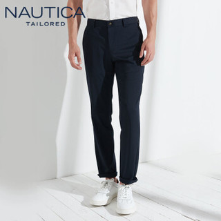 诺帝卡 NAUTICA 2019秋冬季新品休闲纯色商务正装免烫抗皱直筒修身长西装裤 NXK91001 藏青 34(180/86A)