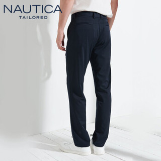 诺帝卡 NAUTICA 2019秋冬季新品休闲纯色商务正装免烫抗皱直筒修身长西装裤 NXK91001 藏青 34(180/86A)