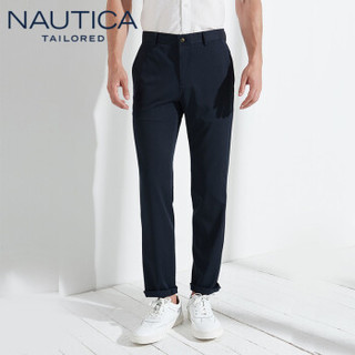 诺帝卡 NAUTICA 2019秋冬季新品休闲纯色商务正装免烫抗皱直筒修身长西装裤 NXK91001 藏青 34(180/86A)