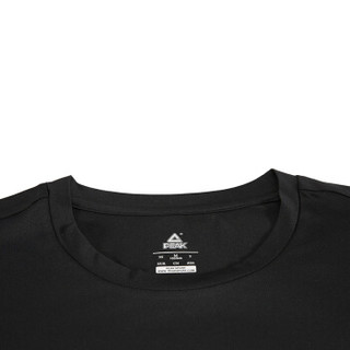 匹克（PEAK)男短袖透气舒适休闲运动圆领短T恤 DF692231 黑色 XL码