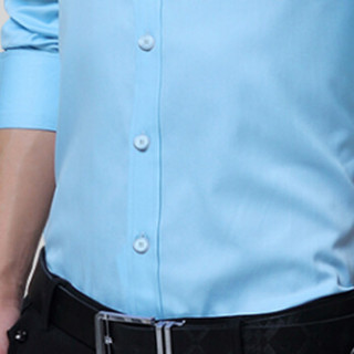 猫人（MiiOW）衬衫 男士商务休闲纯色加绒加厚保暖长袖衬衣A180-5618A浅蓝色加绒3XL