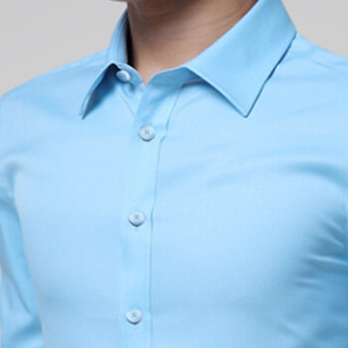 猫人（MiiOW）衬衫 男士商务休闲纯色加绒加厚保暖长袖衬衣A180-5618A浅蓝色加绒3XL