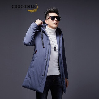 鳄鱼恤（CROCODILE）男士休闲羽绒服 2019冬季新款连帽时尚保暖修身百搭简约外套 98880087 灰色 185/3XL