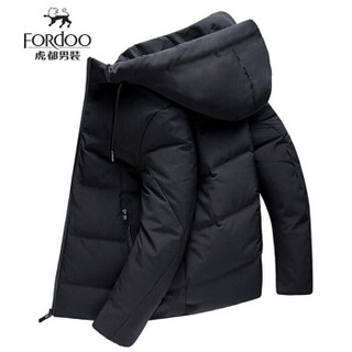 虎都（FORDOO） 棉服男 2019新款男装冬季加厚保暖短款中长款连帽棉衣男外套 305B 820深蓝 XL